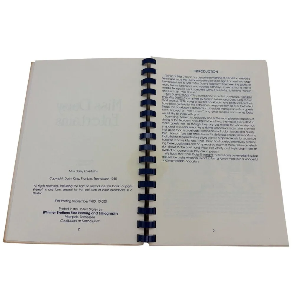Miss Daisy Entertains Cookbook 1980 Franklin TN Tea Room Recipes 1st Printing